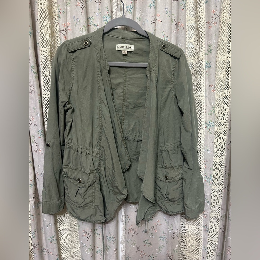 Knox Rose Utility Jacket Army Green‎ Lyocell  Cinch Waist Size Small